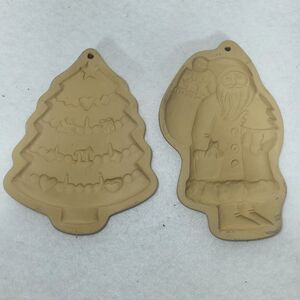 Brown Bag Cookie Art 1983/1986 Ceramic Santa And Christmas Tree Cookie Form